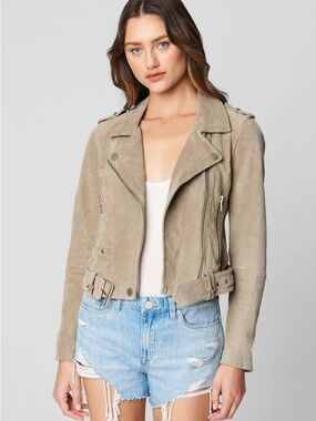 Blank NYC Suede Moto Jacket in Sand Stoner